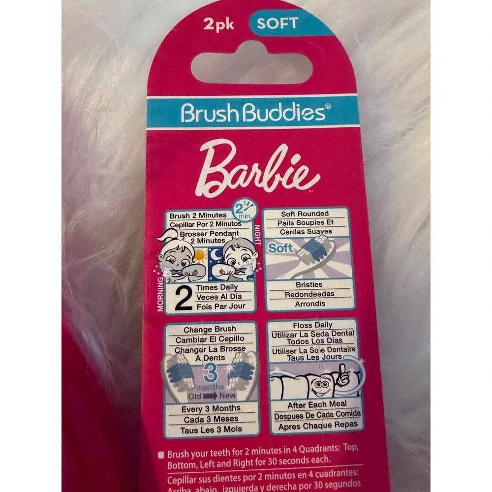 Barbie Brush Buddies Dental Set Mouthwash Toothpaste 2pk Toothbrushes Bubble Gum